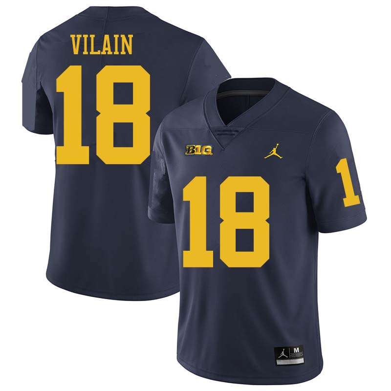Jordan Brand Men #18 Luiji Vilain Michigan Wolverines College Football Jerseys Sale-Navy